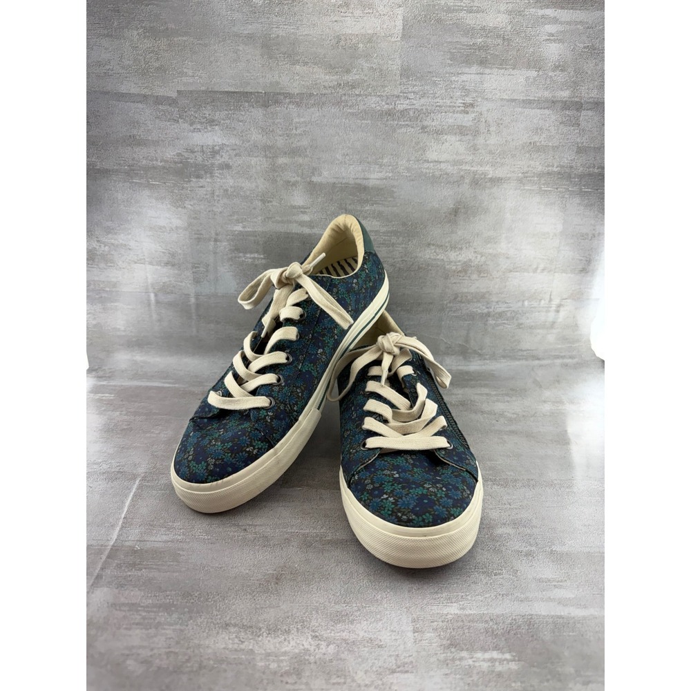 Taos Z-Soul Blue Green Floral Canvas Side Zip Sneakers Women Sz 10 ZSL-13572